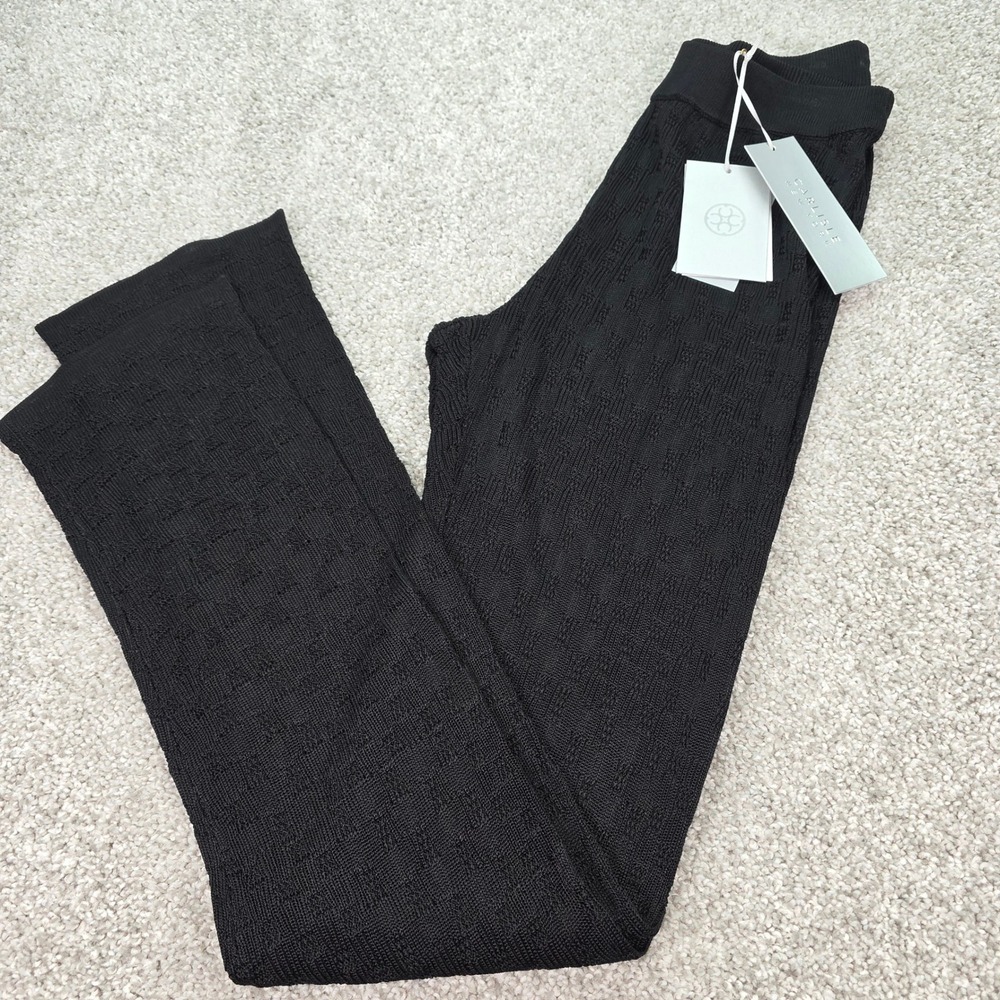 New Carlisle New York Black Knit Pants Women Small High Rise Straight Leg NWT